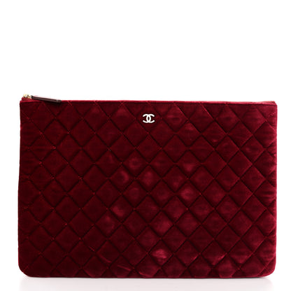 Chanel Velvet Quilted Large Chanel Cosmetic Case Burgundy 1 of 9