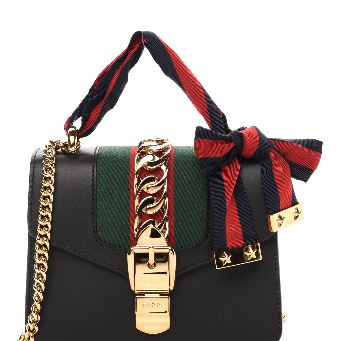 Calfskin Mini Sylvie Chain Shoulder Bag Black