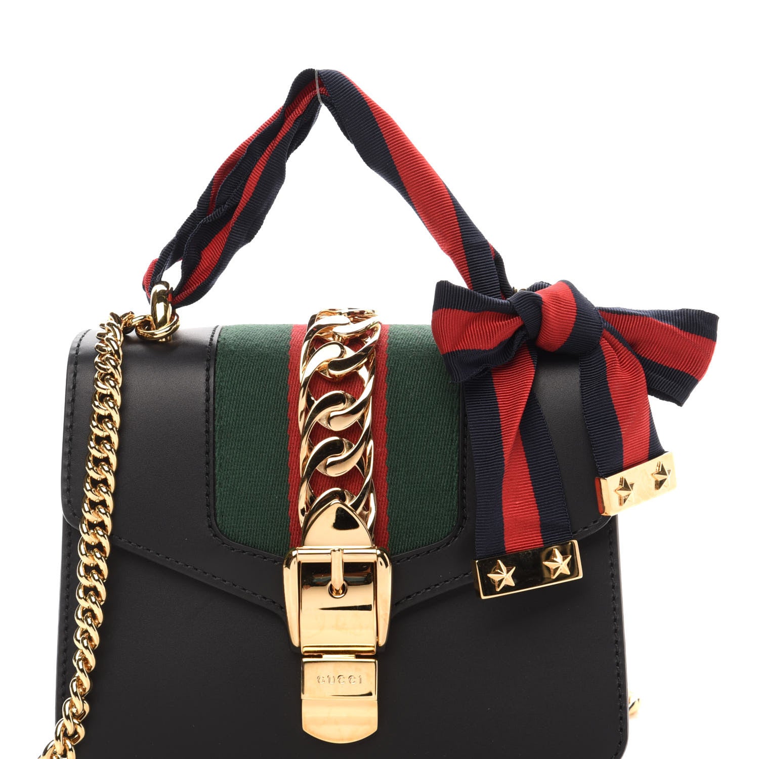 Gucci Calfskin Mini Sylvie Chain Shoulder Bag Black 11 of 11