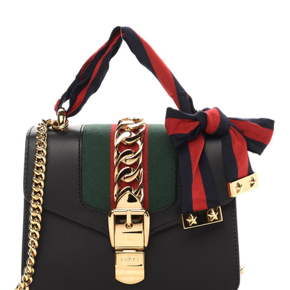 Gucci Calfskin Mini Sylvie Chain Shoulder Bag Black 11 of 11