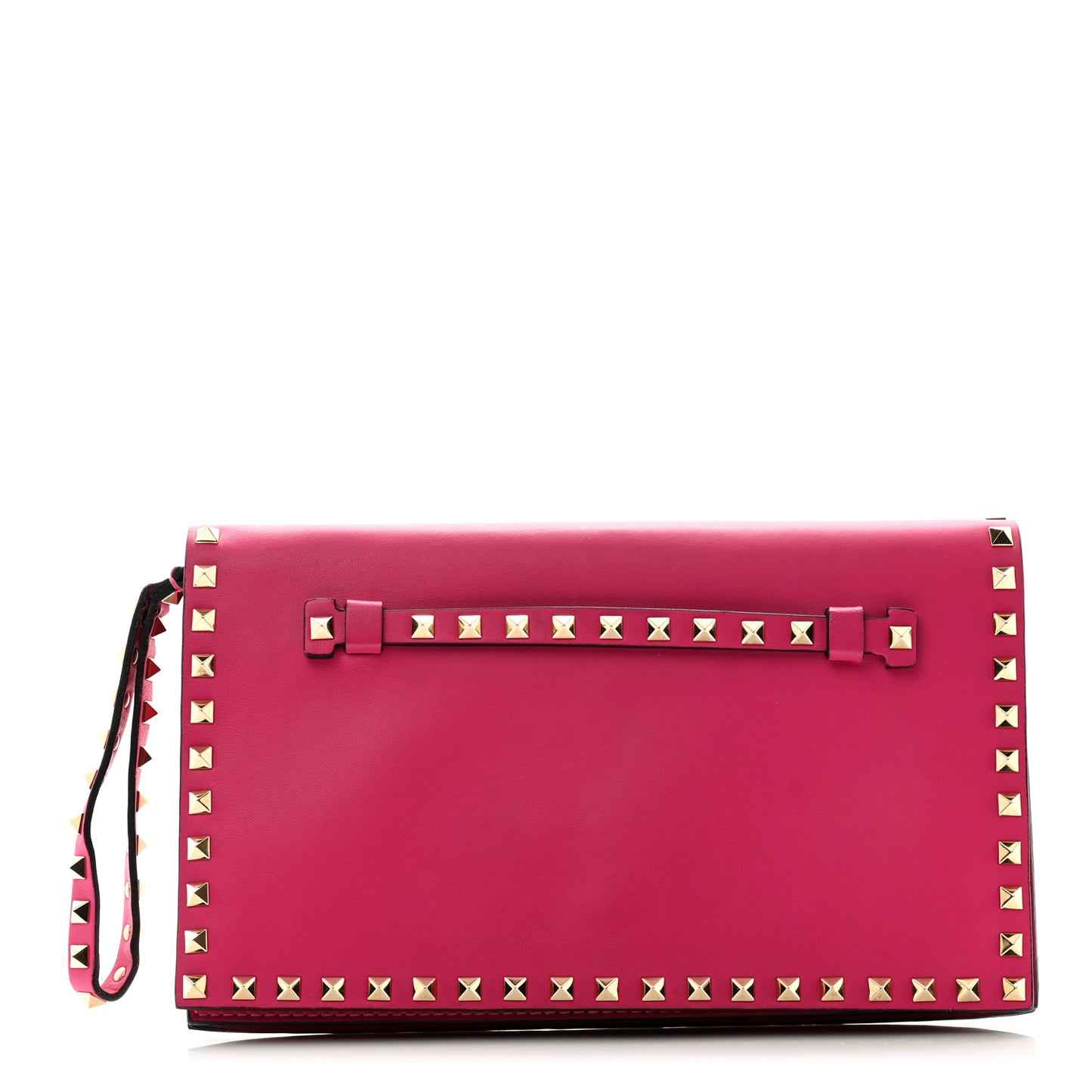 Nappa Rockstud Wristlet Clutch Fuxia