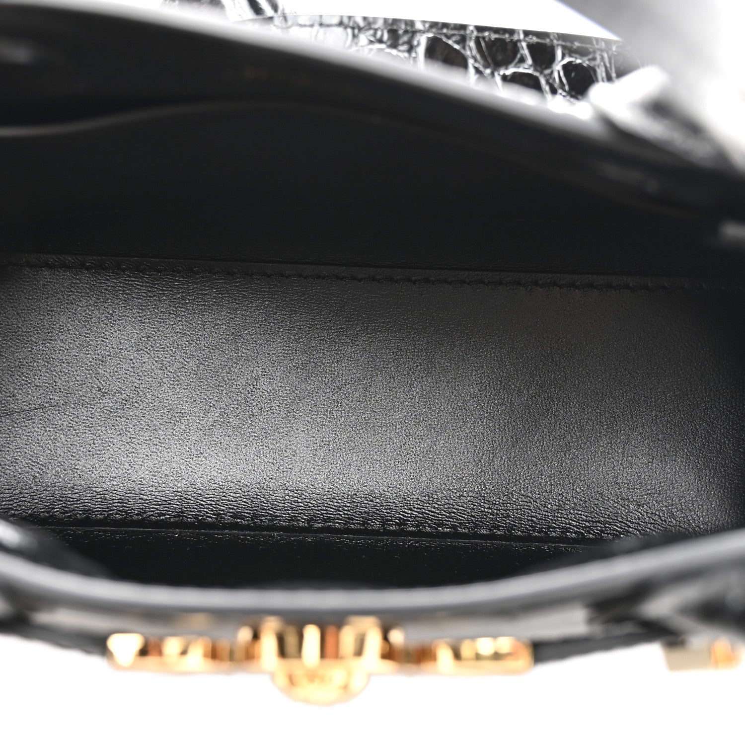 Versace Calfskin Crocodile Embossed Small Medusa '95 Tote Black