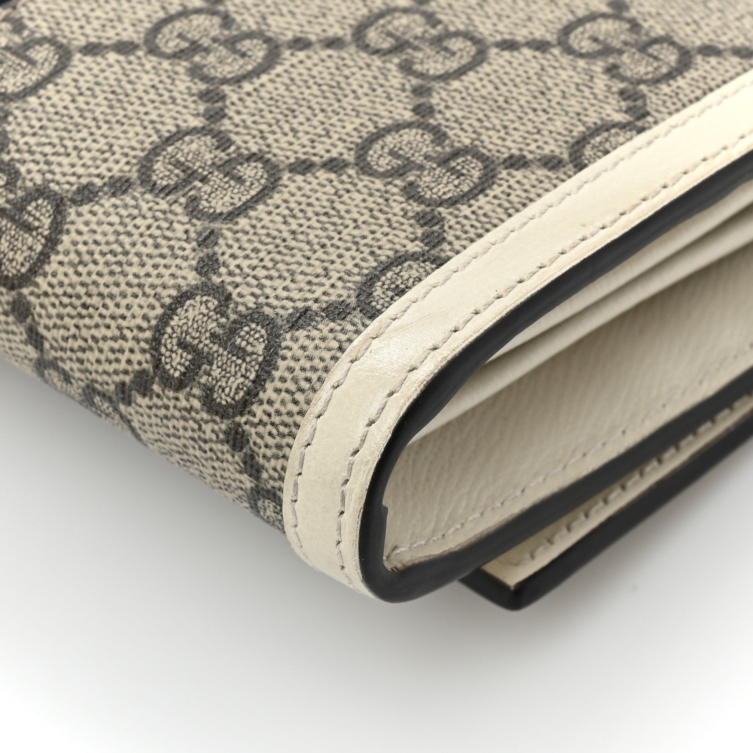 Gucci GG Supreme Monogram Textured Calfskin Web Jackie 1961 Chain Wallet Beige Ebony Mystic White 14 of 14