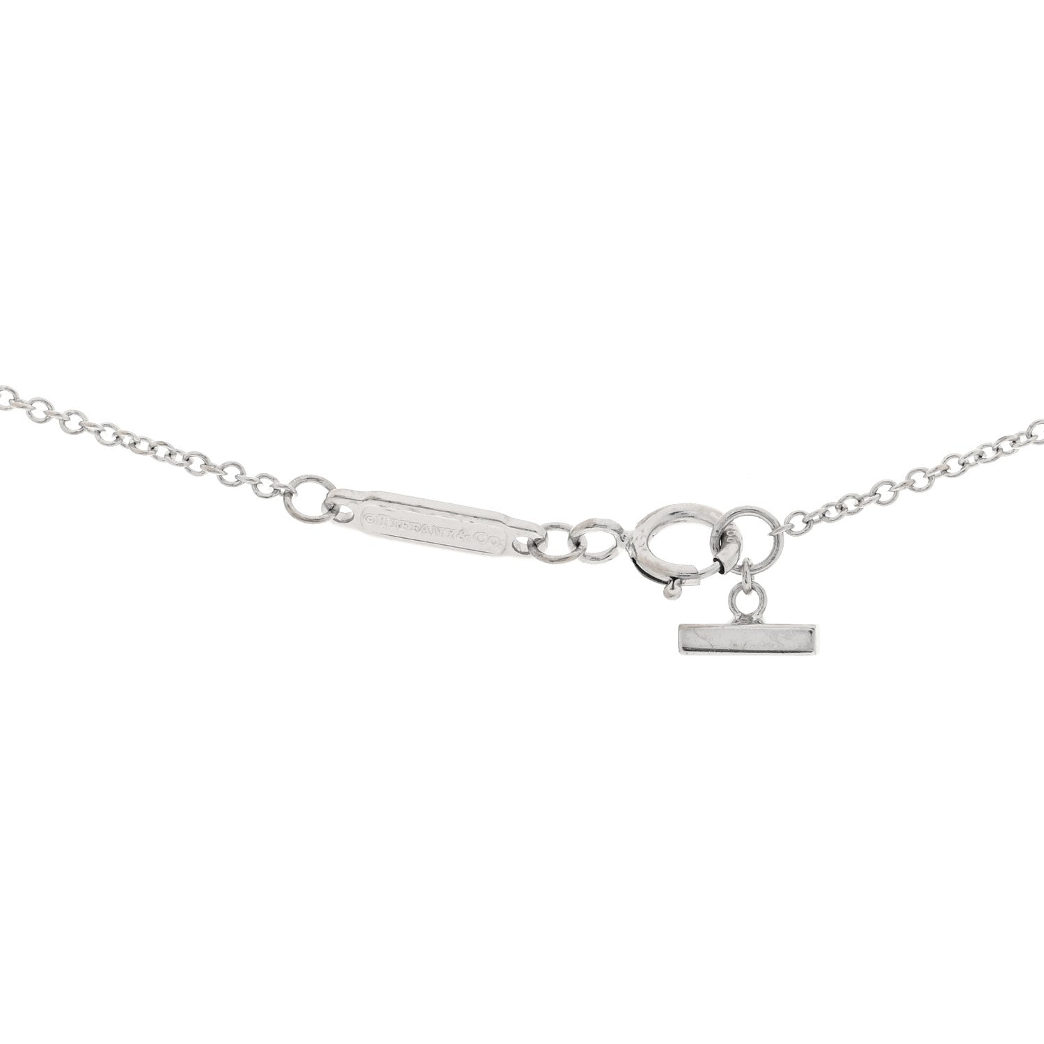 Tiffany 18K White Gold Blue Sapphire Wave Pendant Necklace 4 of 5