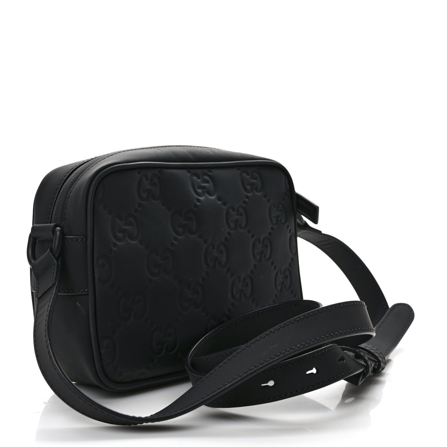 Gucci Rubber Effect Calfskin GG Mini Crossbody Bag Black 3 of 9