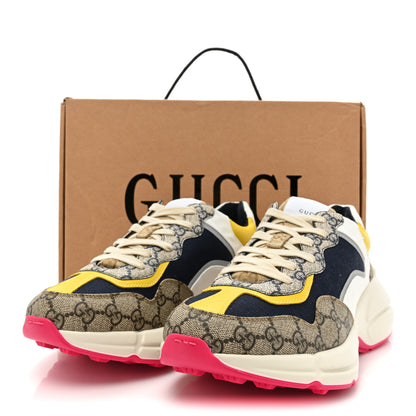 Gucci GG Supreme Monogram Mix Monogram Mens Rhyton Sneakers 8.5 London Blue Beige Sun Yellow 9 of 9