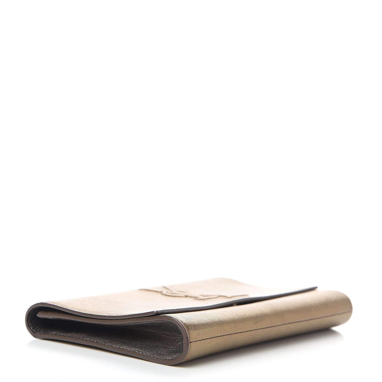 Saint Laurent Metallic Calfskin Monogram Large Belle De Jour Clutch Gold 3 of 8