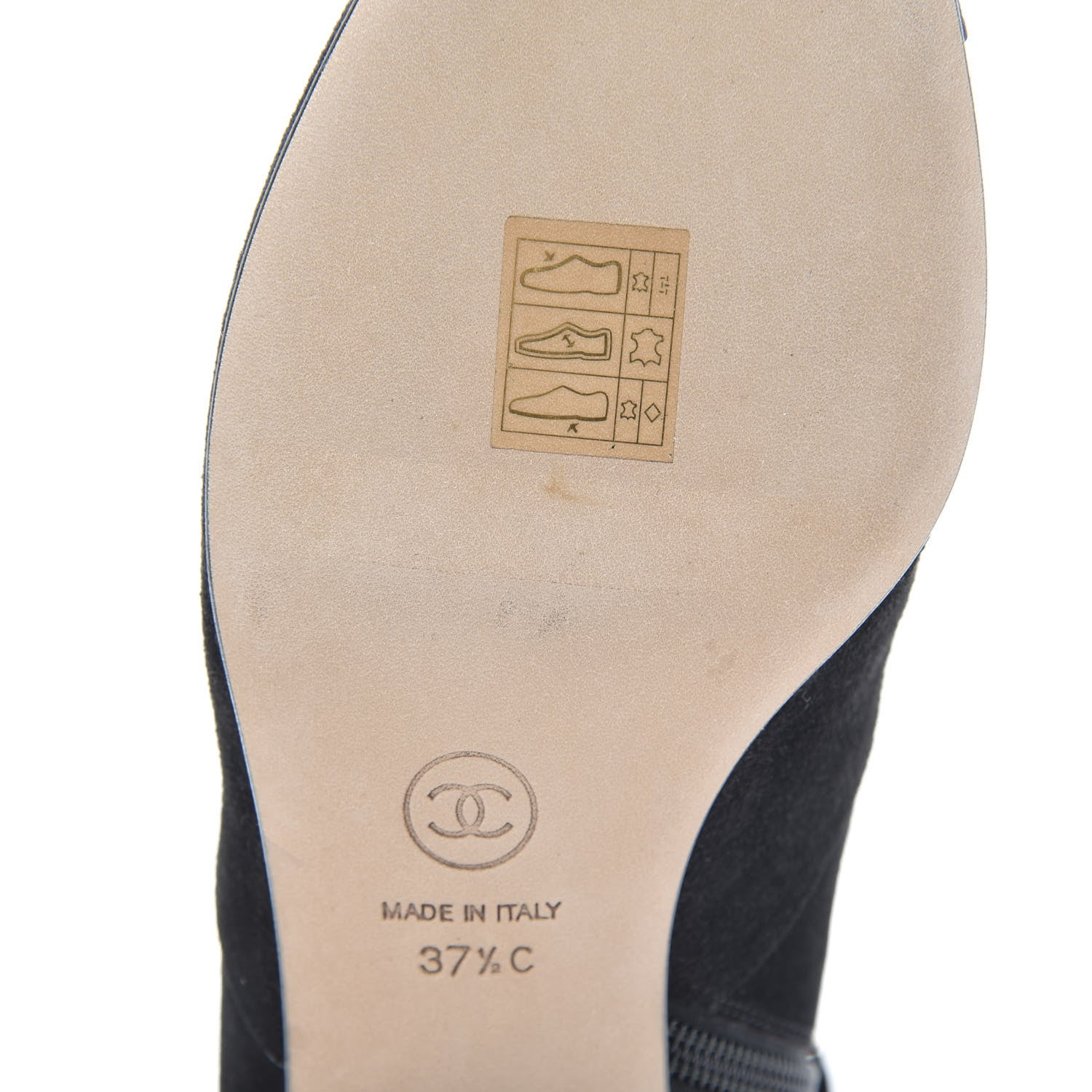Chanel Suede Calfskin Pearl Cap Toe Short Boots 37.5 Black 9 of 10