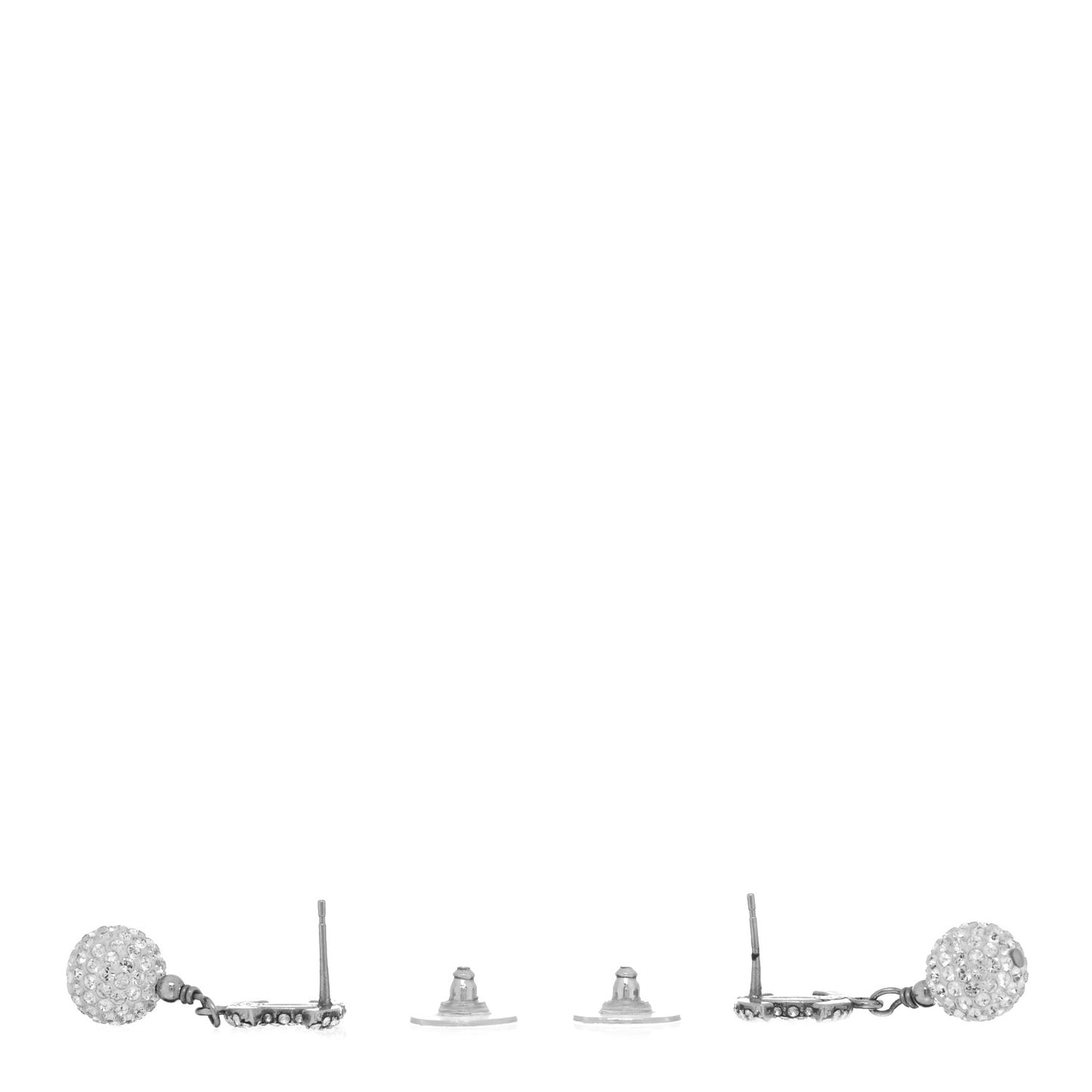 Crystal CC Drop Earrings White Silver