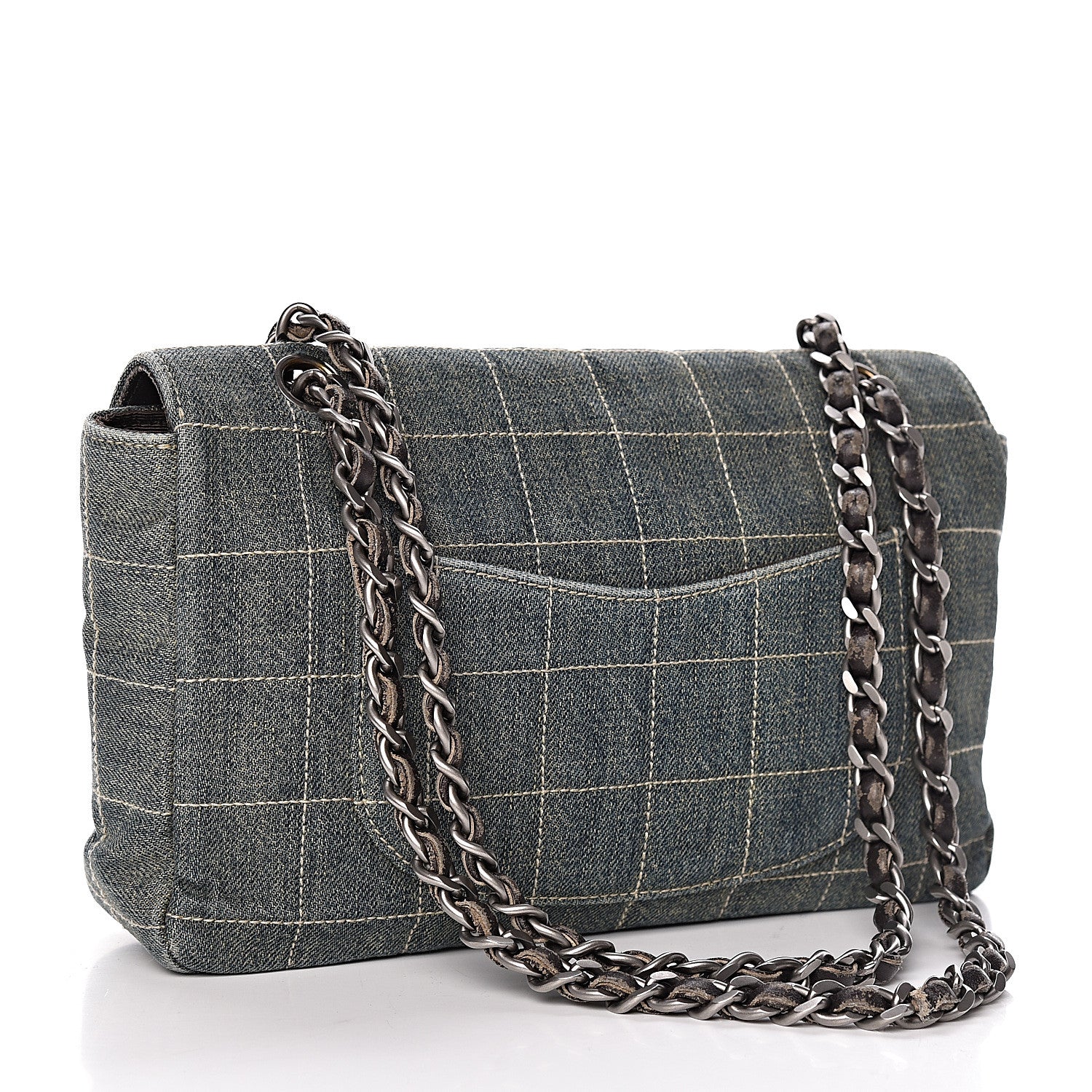Chanel Denim Chocolate Bar Quilted Flap 3 of 12