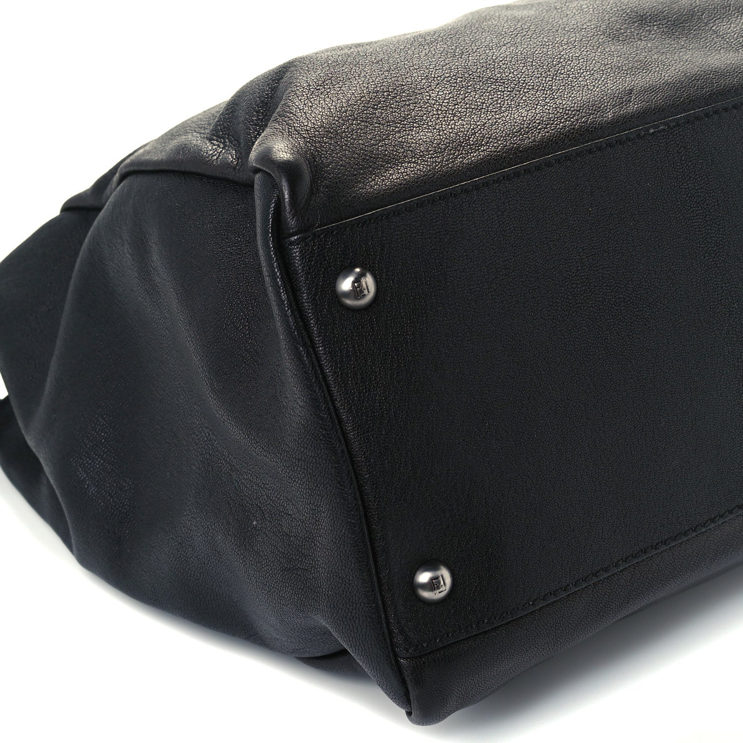 Fendi Goatskin Zucca Large Peekaboo Iconic Satchel Black Tobacco 13 of 14
