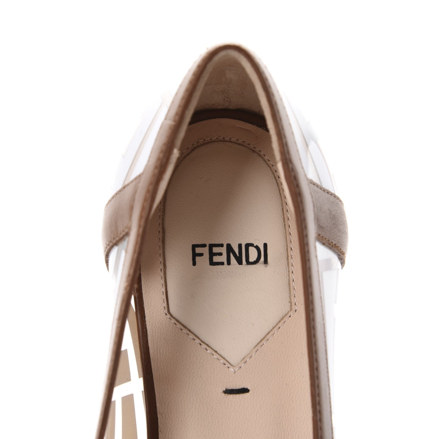 PVC Calfskin FF Colibri Ballerina Flats 38 White Cuoio