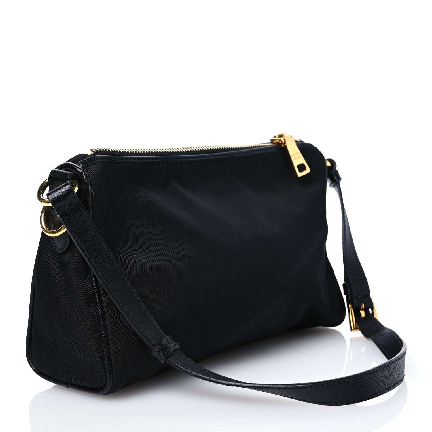 Prada Tessuto Nylon Saffiano Shoulder Bag Black 3 of 14