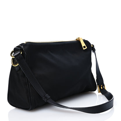 Prada Tessuto Nylon Saffiano Shoulder Bag Black 3 of 14