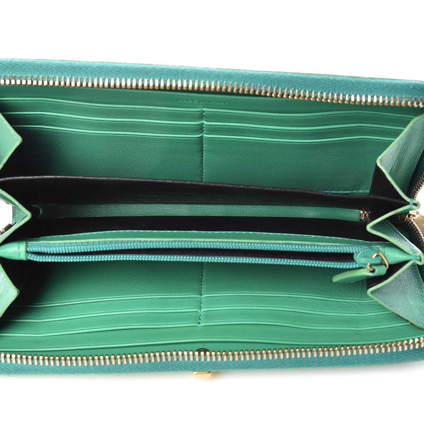 Calfskin Classic Y Ligne Zip Around Wallet Macho Menthe