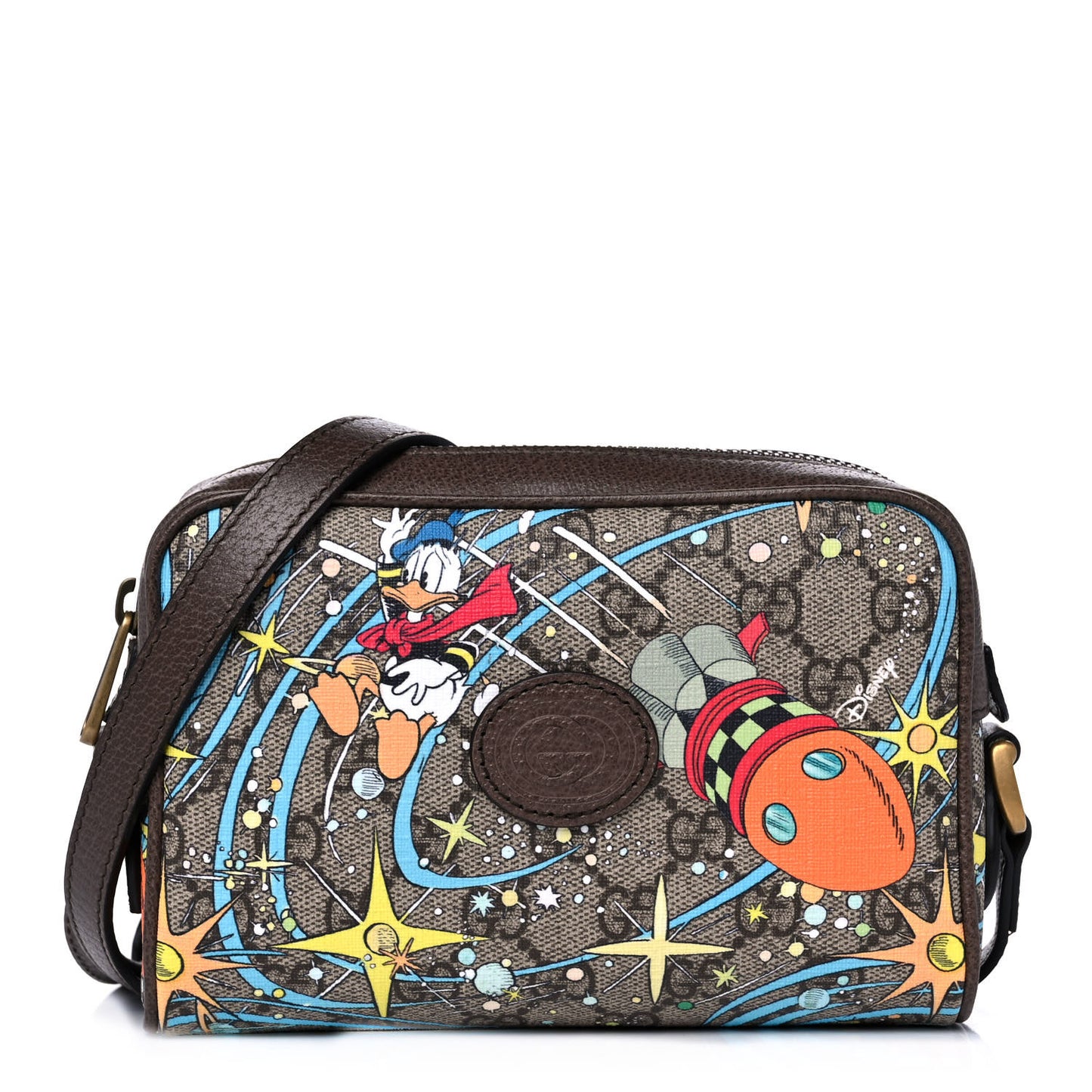 X DISNEY GG Supreme Monogram Donald Duck Interlocking G Shoulder Bag Beige Multicolor New Acero