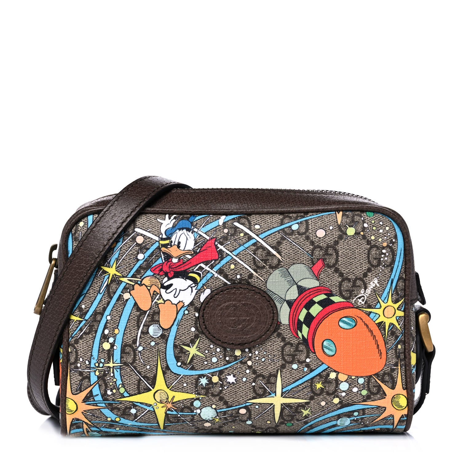 Gucci X DISNEY GG Supreme Monogram Donald Duck Interlocking G Shoulder Bag Beige Multicolor New Acero 1 of 14