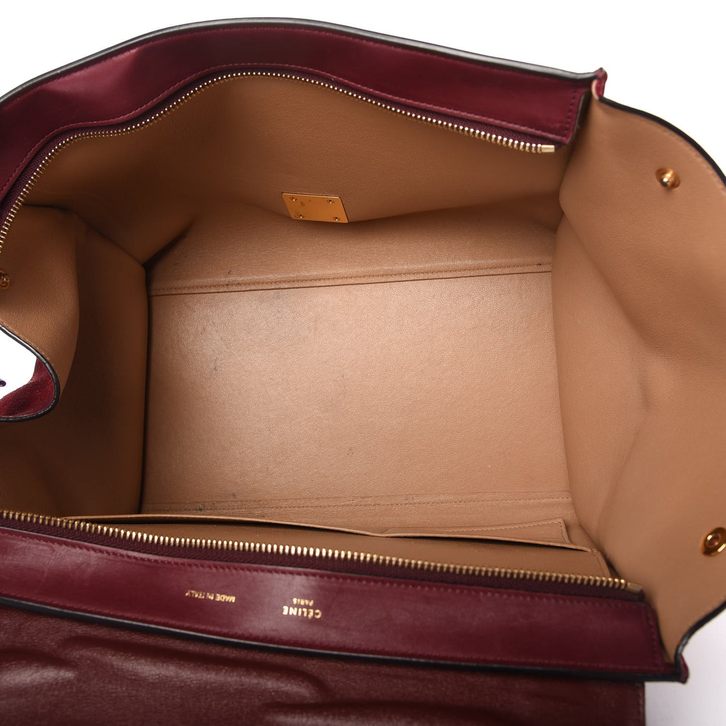 Drummed Calfskin Suede Medium Trapeze Burgundy