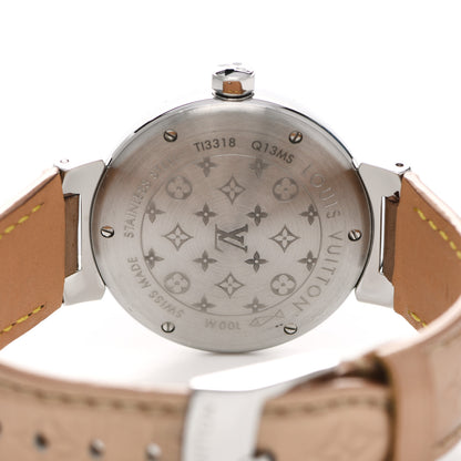 Louis Vuitton Stainless Steel Vernis Diamond 34mm Tambour Bijou Quartz Watch Beige 4 of 5