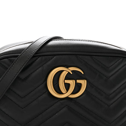 Gucci Calfskin Matelasse Small GG Marmont Chain Shoulder Bag Black 8 of 11