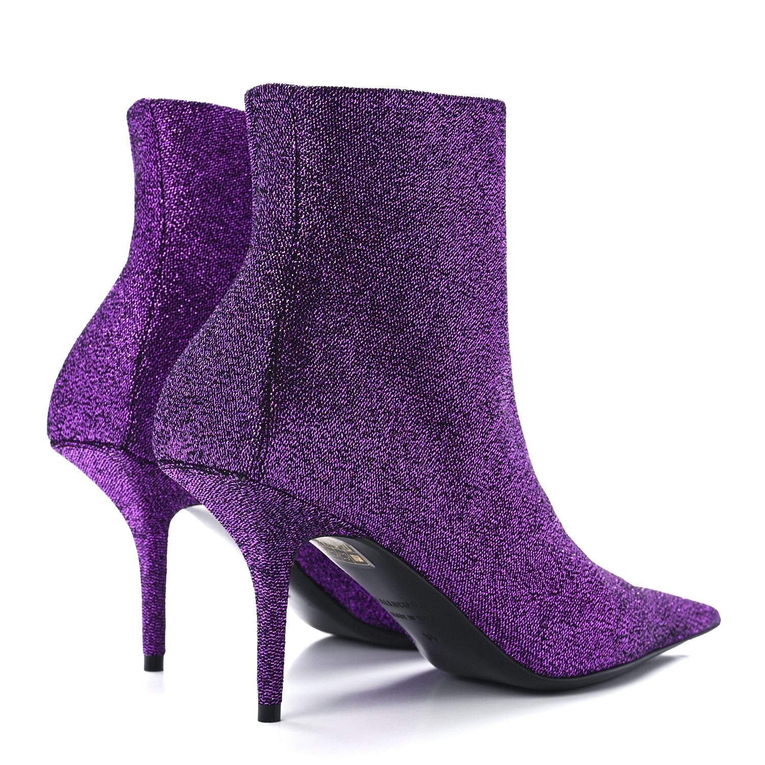 Balenciaga Shiny Fabric Square Knife 80mm Ankle Booties 36 Purple 4 of 9