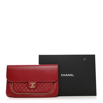 Chanel Lambskin Quilted CC Unchained Clutch Red 8 of 8