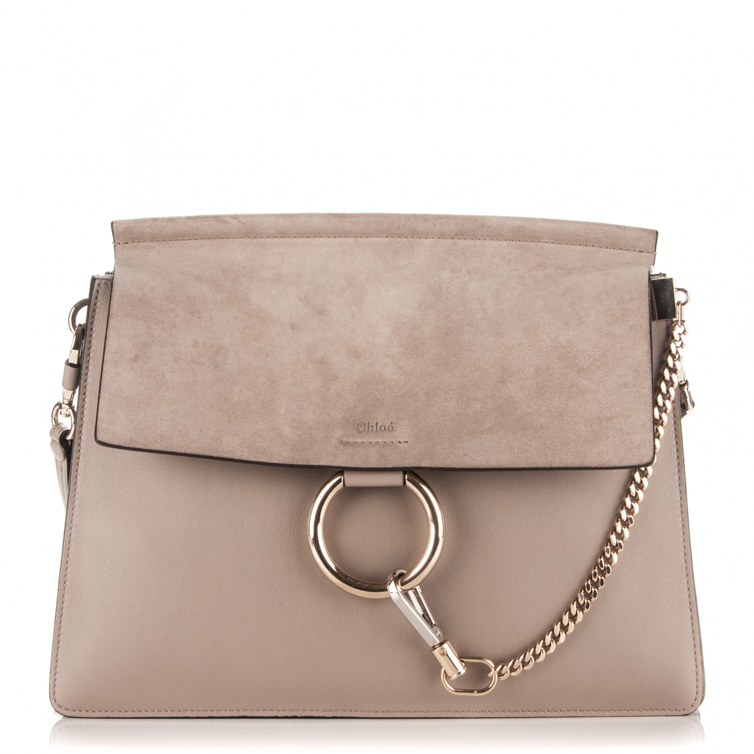 Chloe Calfskin Suede Medium Faye Shoulder Bag Motty Grey 1 of 7