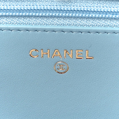 Chanel Lambskin Quilted Trendy CC Wallet On Chain WOC Light Blue 6 of 12