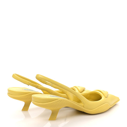 Prada Spazzolato Triangle Logo Pointed Toe 45mm Slingback Pumps 38 Ananas 4 of 8