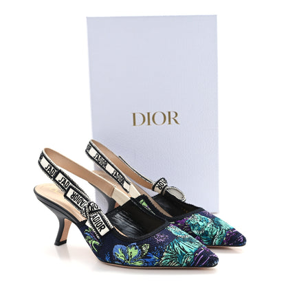 Christian Dior Canvas Embroidered Voyage Cotton Ribbon J'Adior Slingback 65mm Pumps 38 Multicolor 10 of 10