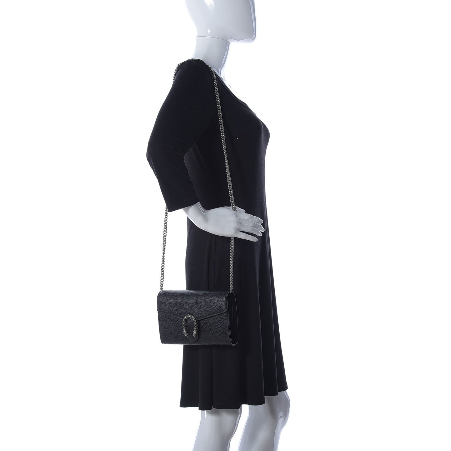 Calfskin Mini Dionysus Chain Wallet Black