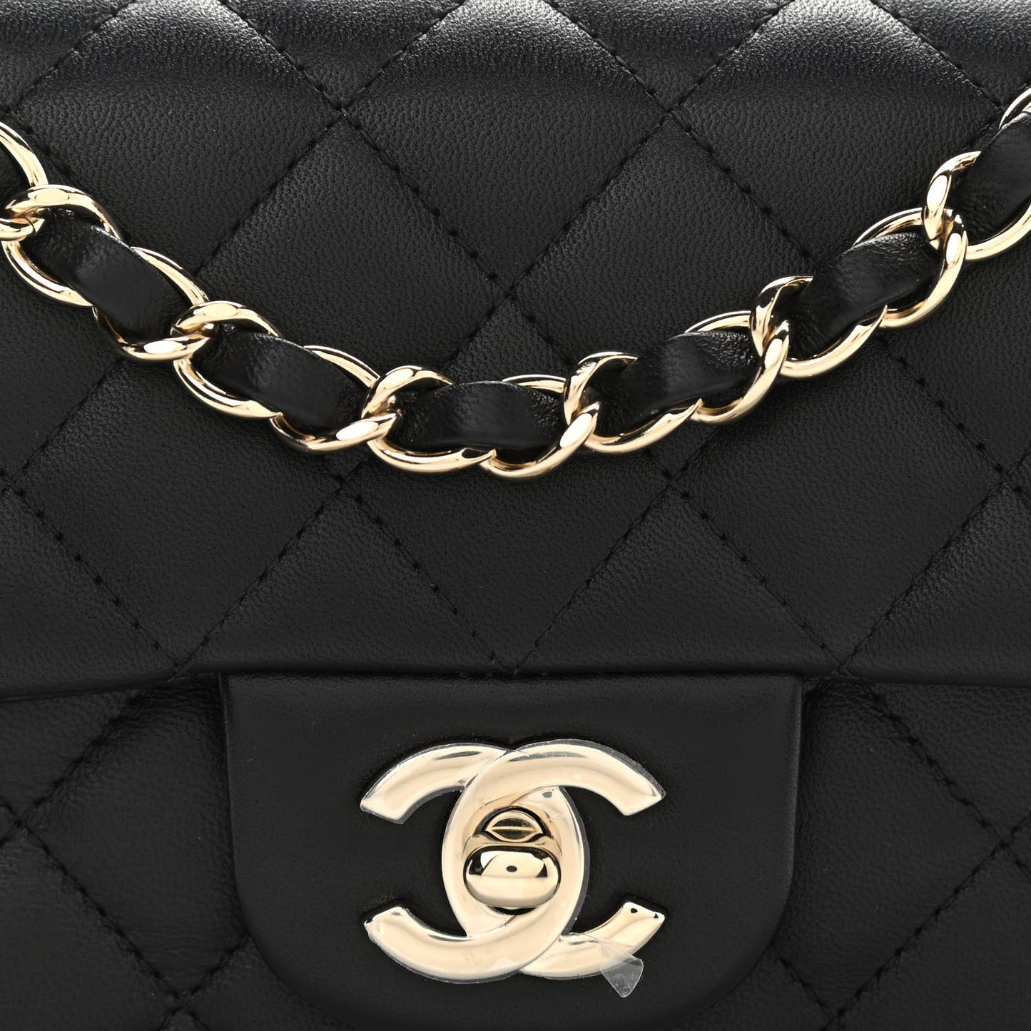 Lambskin Quilted Mini Rectangular Flap Black
