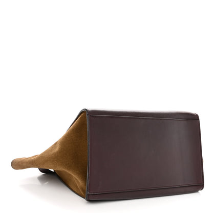Celine Calfskin Suede Tri-Color Medium Trapeze Burgundy 4 of 11