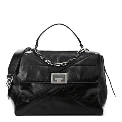 Givenchy Creased Patent Calfskin Medium ID Flap Black 1 of 4