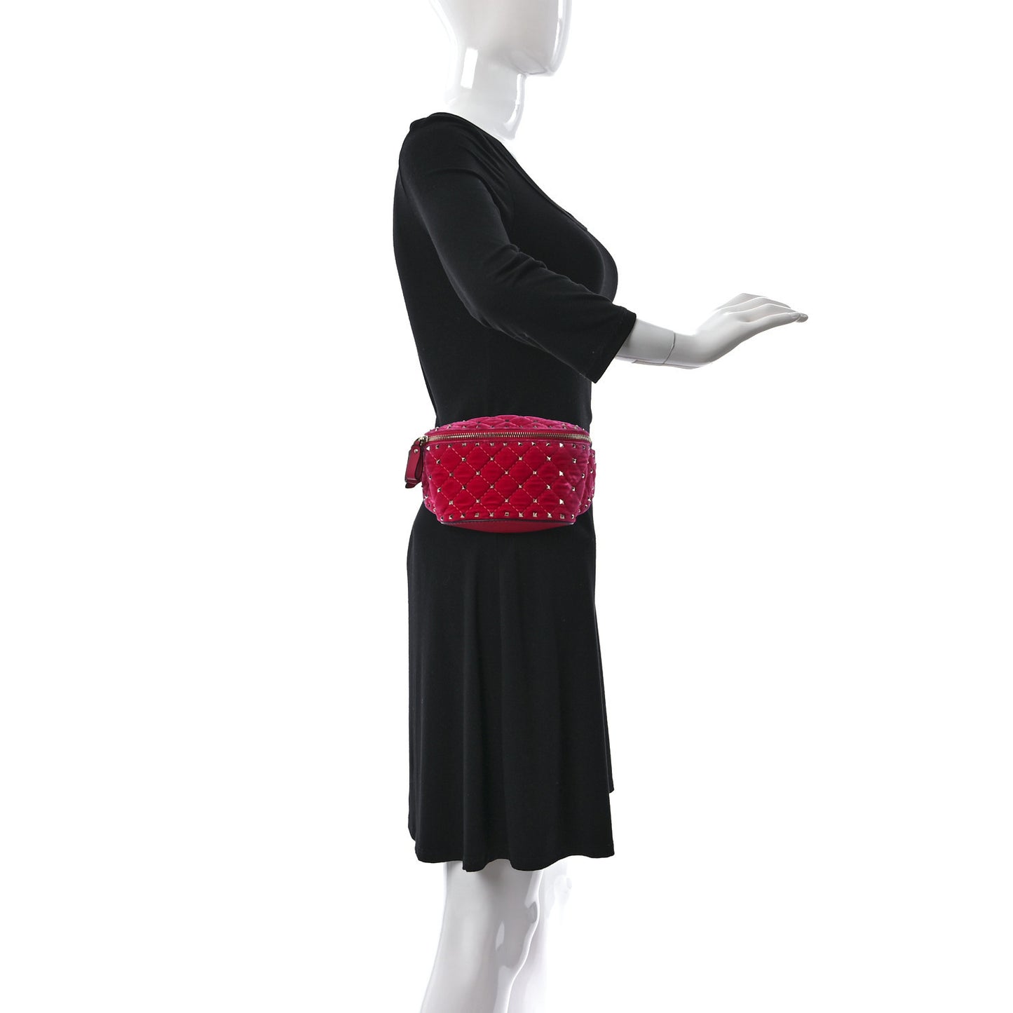 Velvet Rockstud Spike Belt Bag 85 Disco Pink