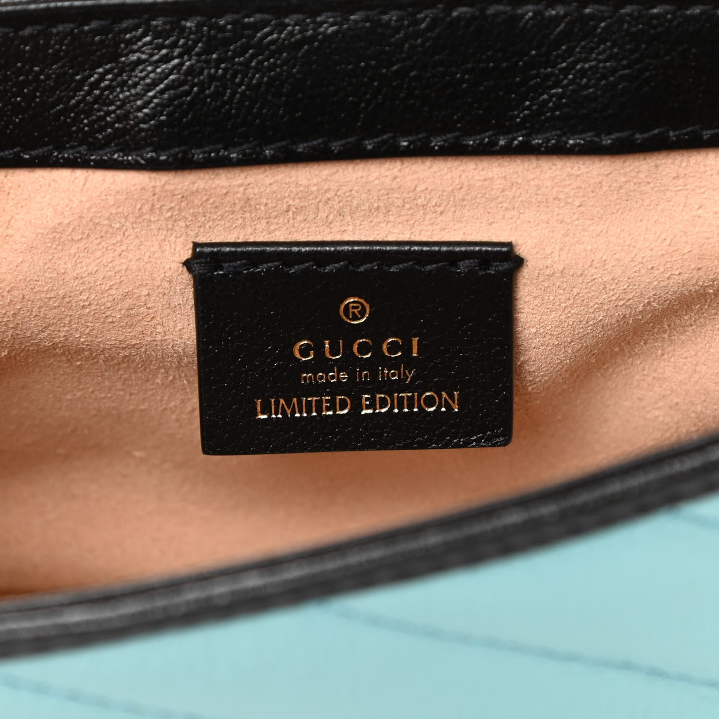 Azalea Calfskin Enamel Matelasse Diagonal Super Mini Torchon GG Marmont Shoulder Bag Butter Dusty Azure Black Electric Blue