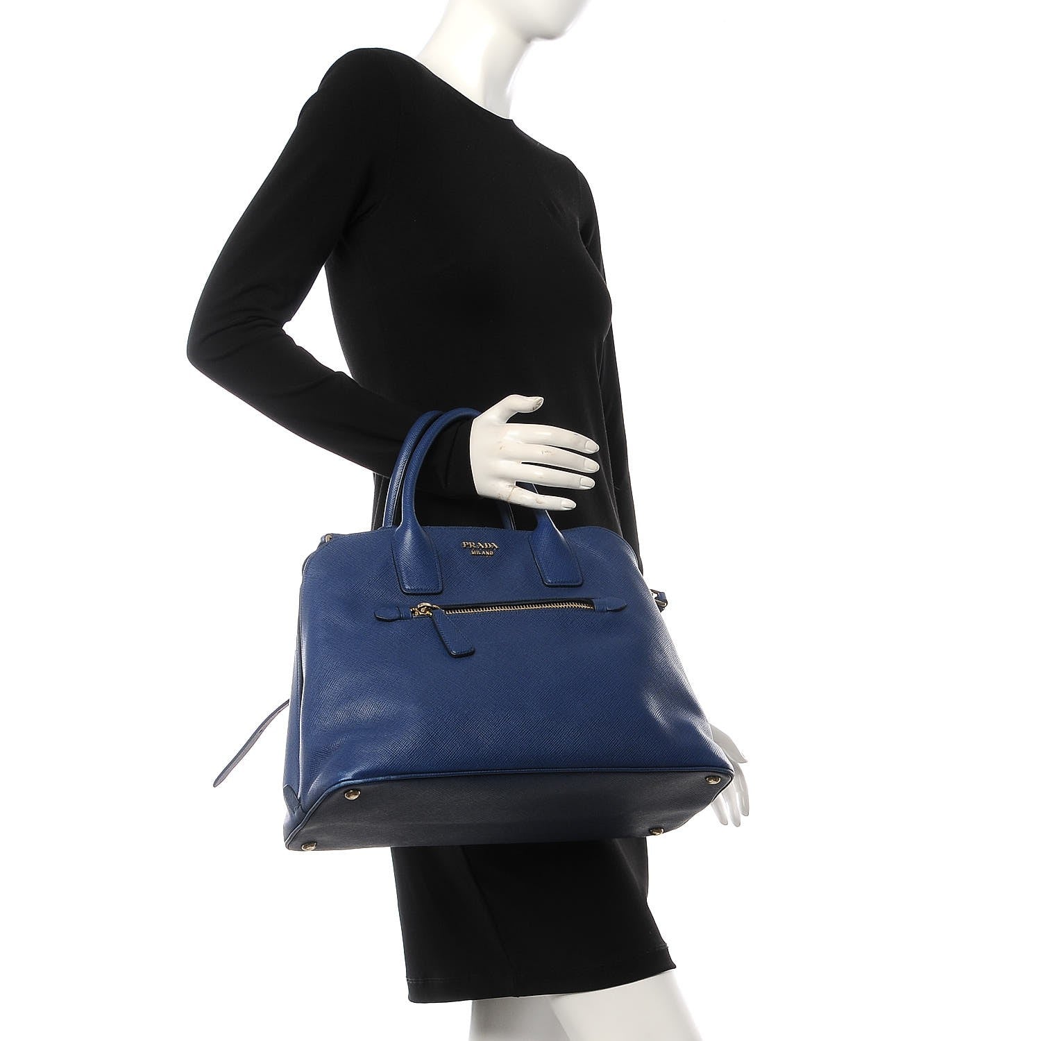 Prada Saffiano Cuir Open Promenade Tote Bluette 2 of 15