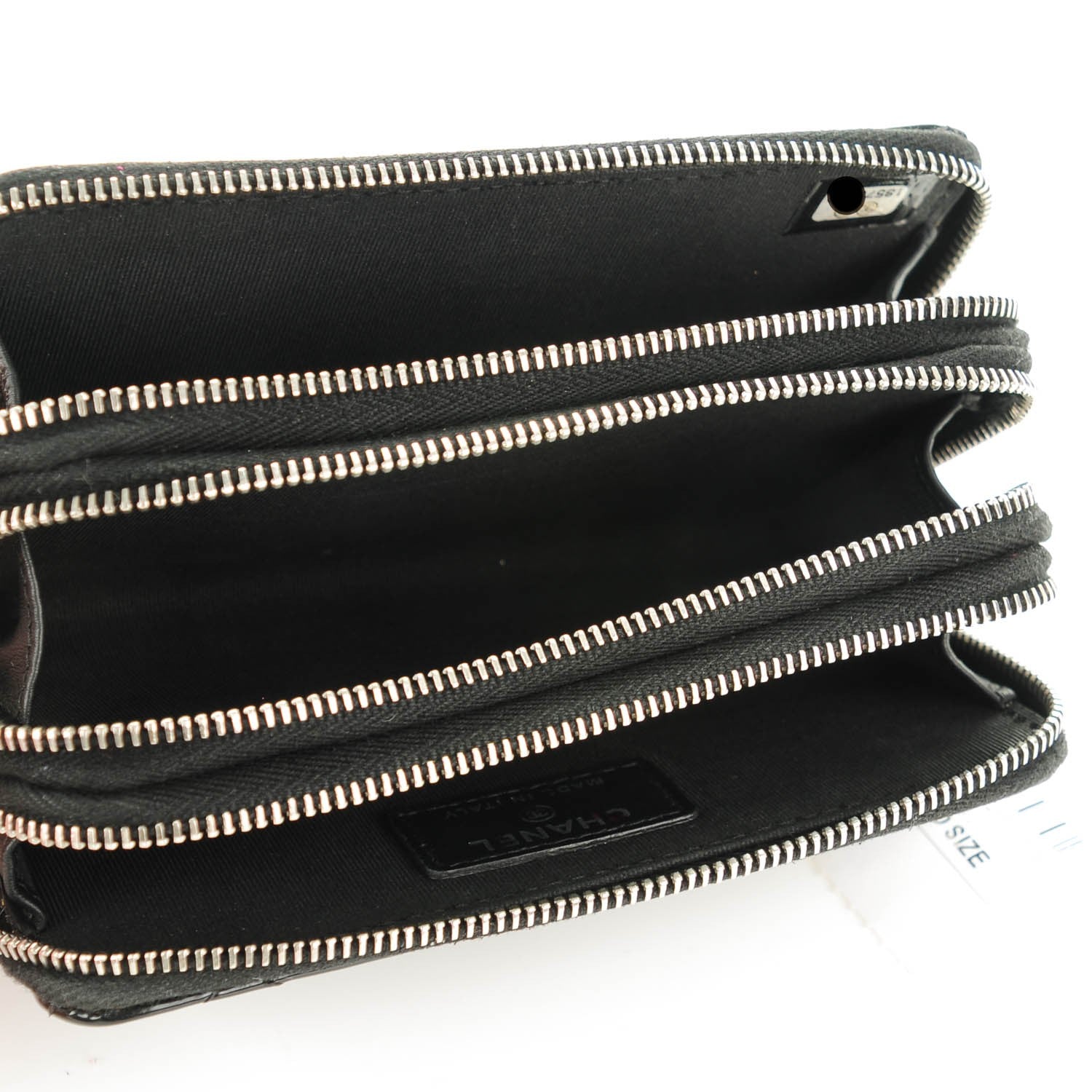 Chanel Patent Quilted Small Triple Zipper Wallet Black 5 of 7