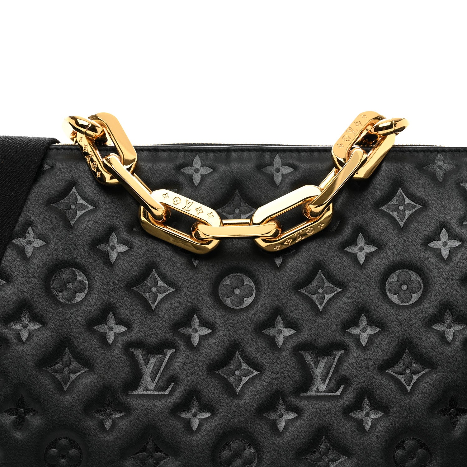 Louis Vuitton Lambskin Embossed Monogram Coussin MM Black 5 of 10