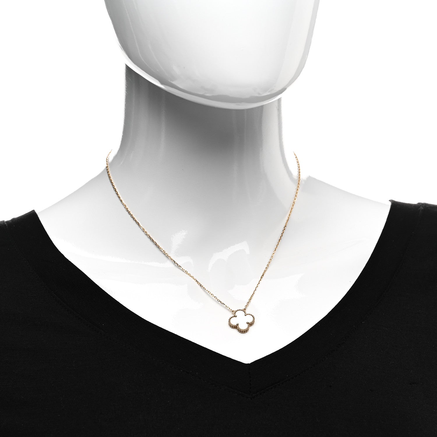 Van Cleef & Arpels 18K Yellow Gold Mother of Pearl Vintage Alhambra Pendant Necklace 2 of 7