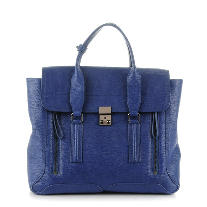 3.1 Phillip Lim 3.1 Textured Calfskin Large Pashli Satchel Cobalt 1 of 8
