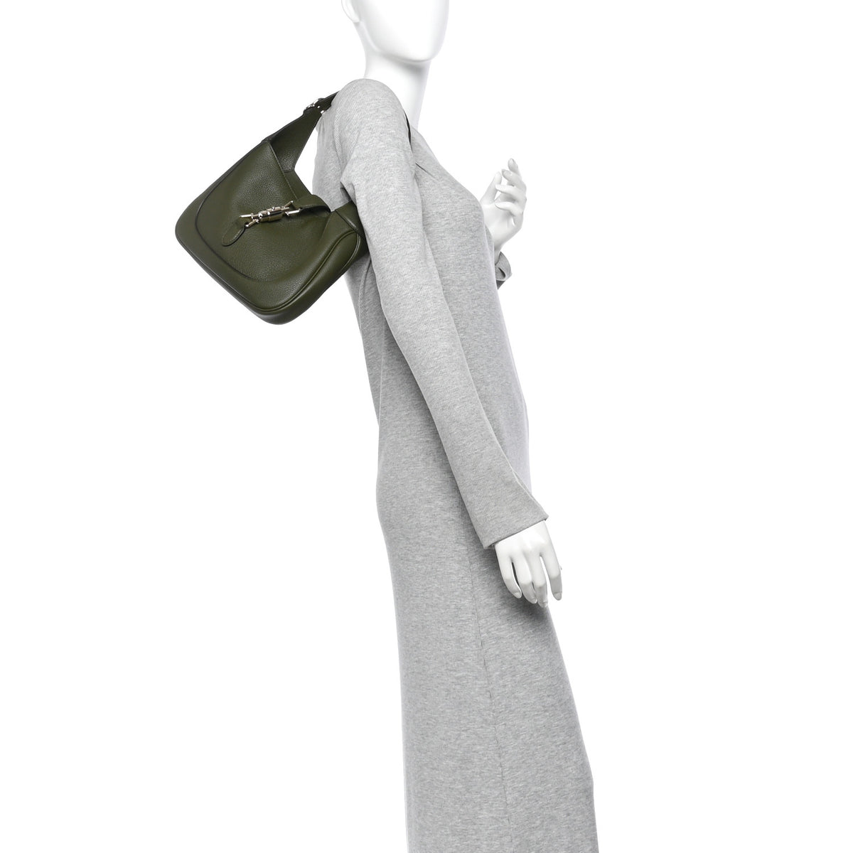Grand Prix Calfskin Web Medium Jackie 1961 Hobo Dark Green