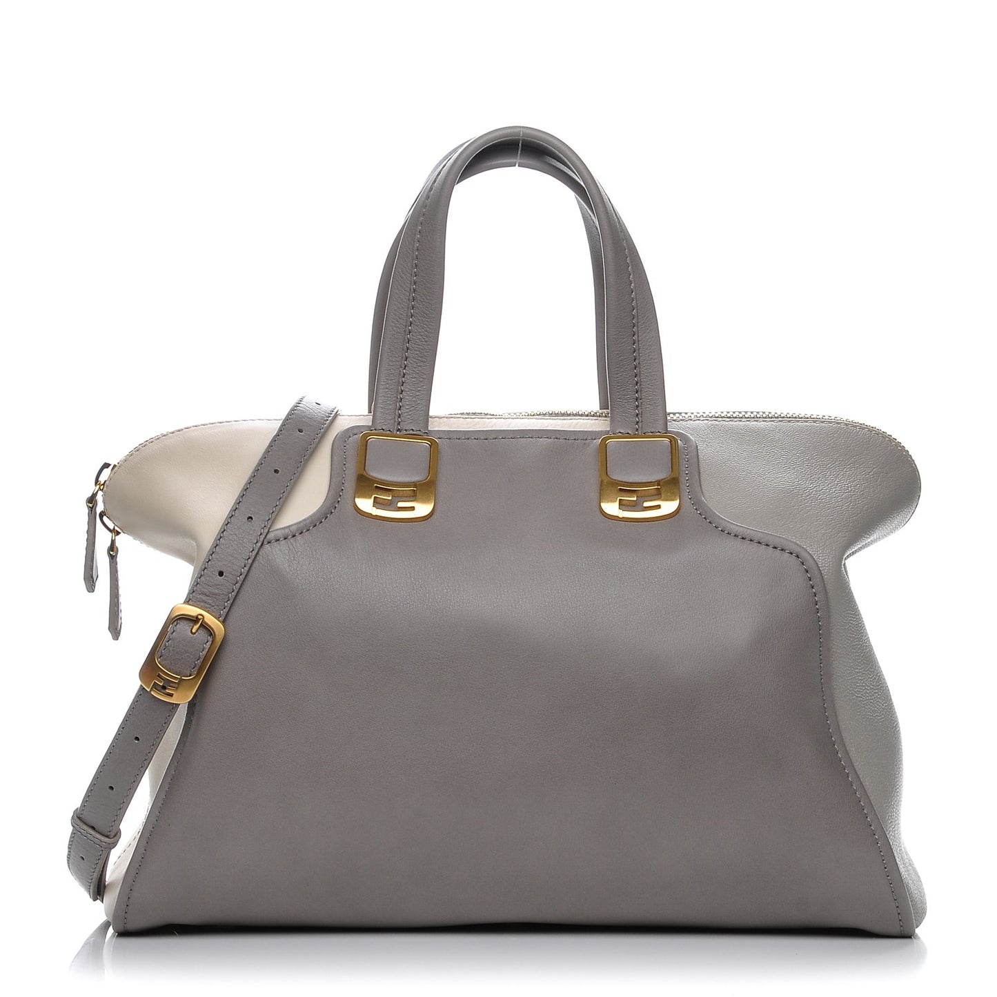 Vitello Capra Alabama Colorblock Large Chameleon Tote Asfalto Latte Grigio Chiaro