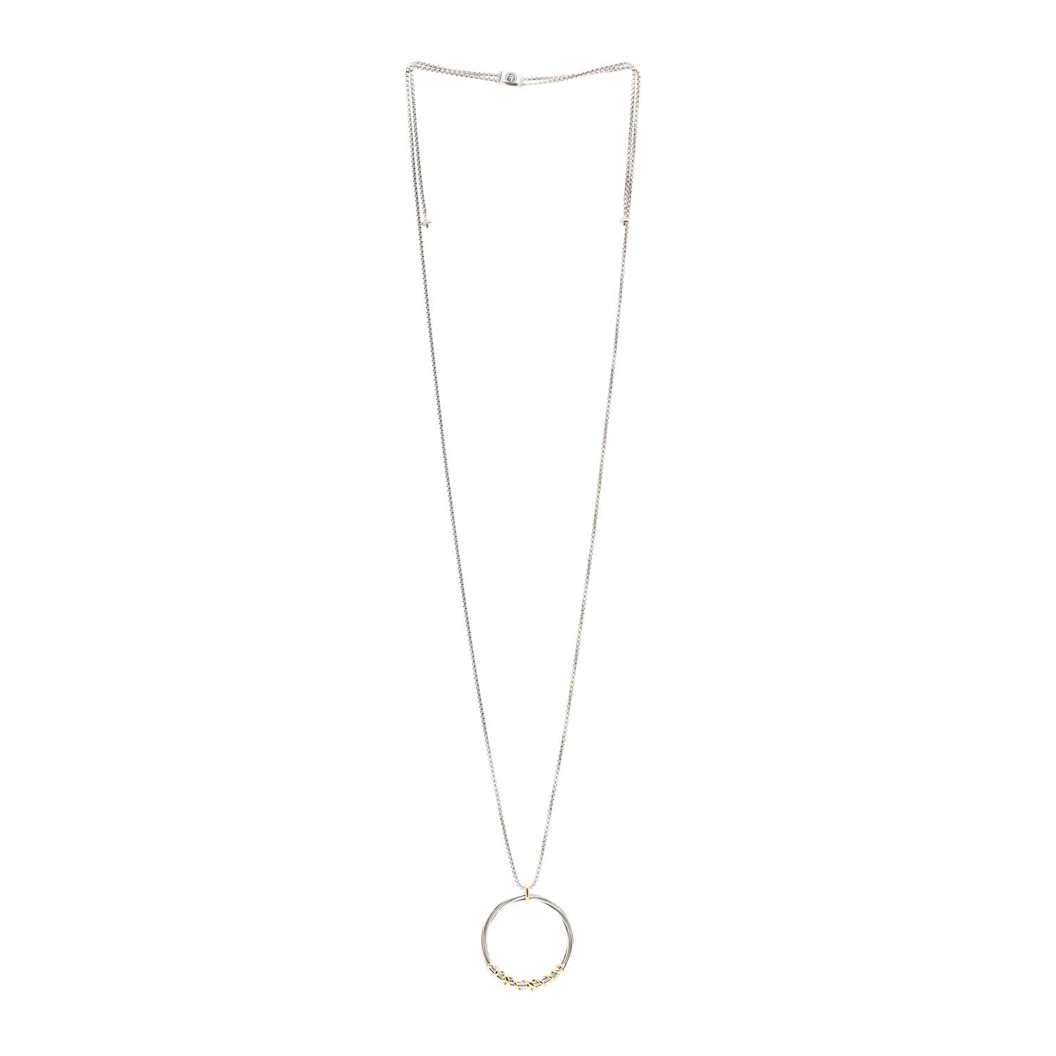 David Yurman Sterling Silver 18K Yellow Gold Diamond Helena Necklace 3 of 4