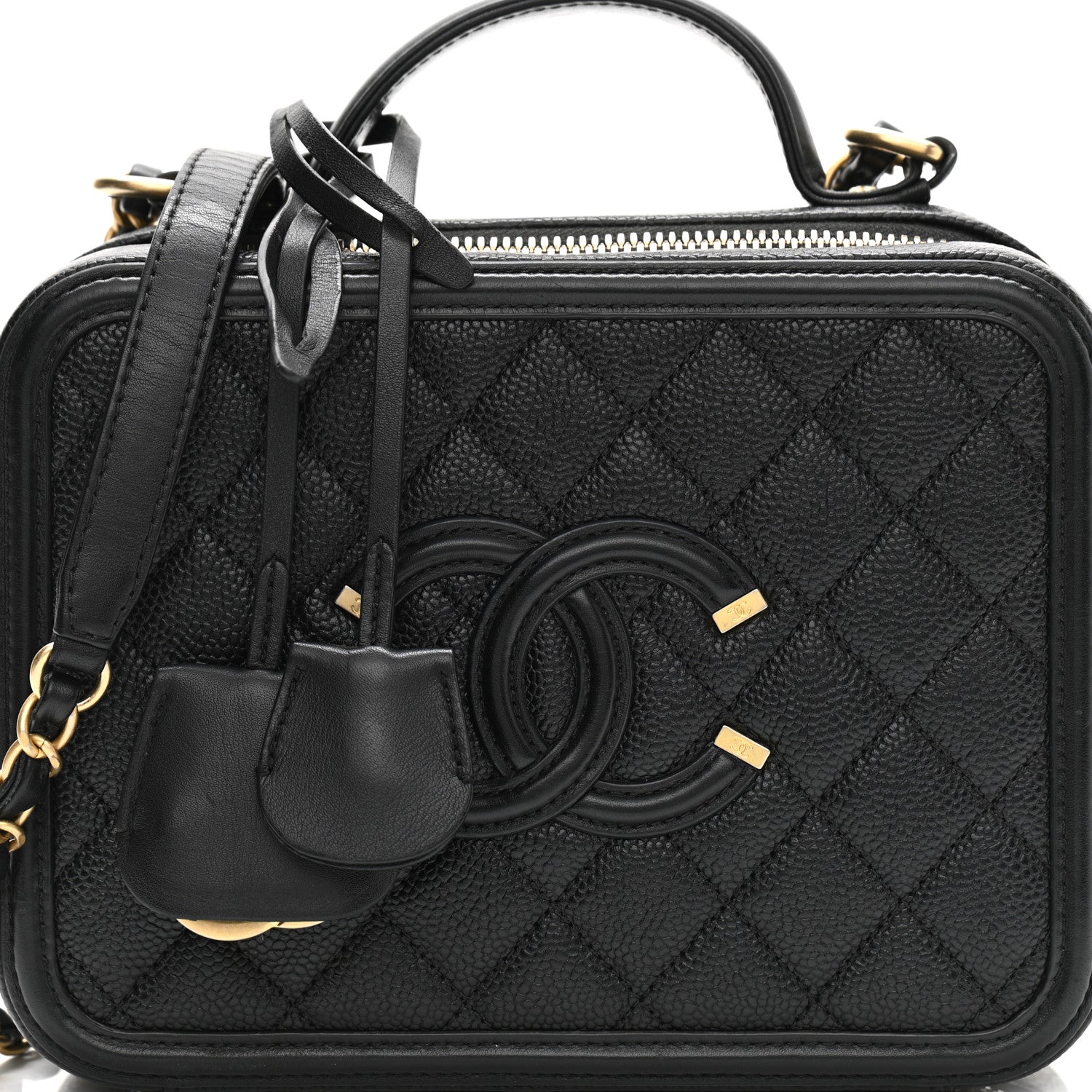 Chanel Caviar Quilted Medium CC Filigree Vanity Case Black 8 of 12
