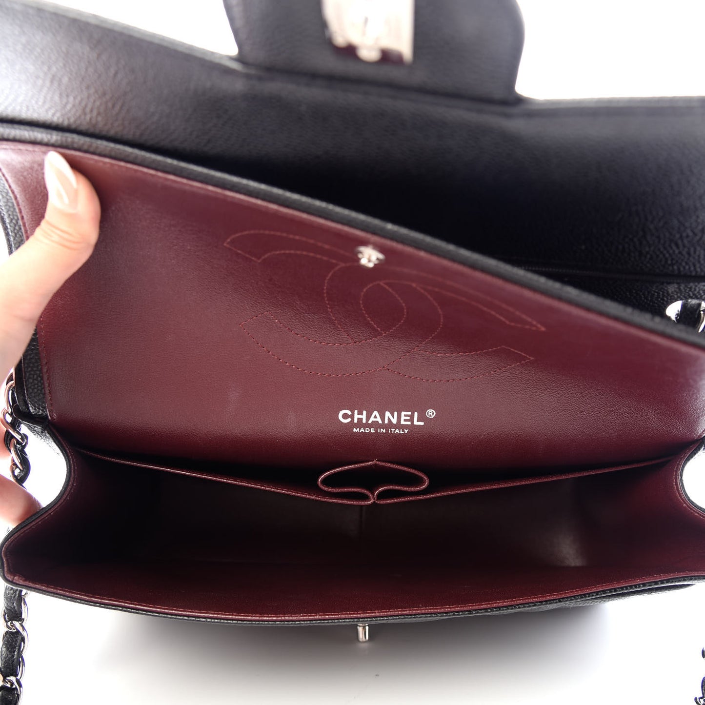 Caviar Quilted Jumbo Double Flap Black