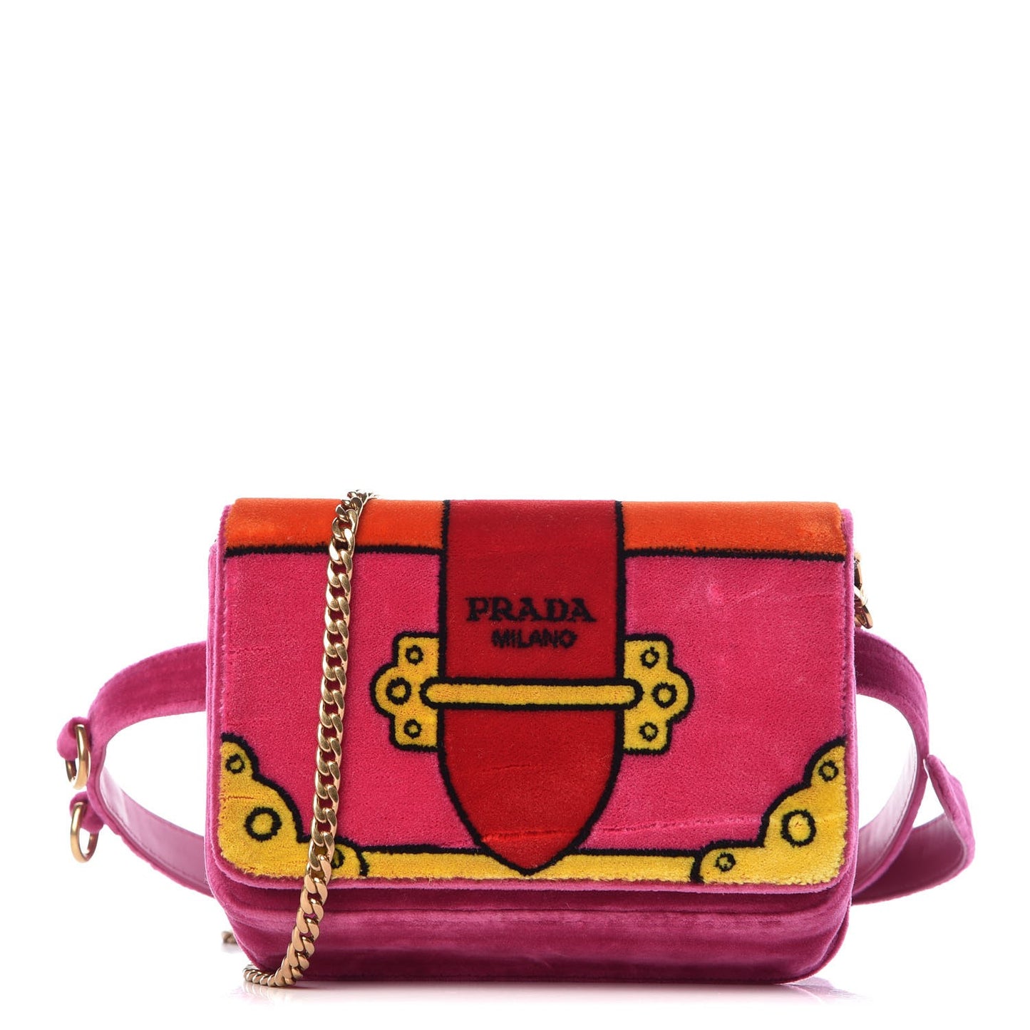 Velluto Ricamo Cahier Belt Bag Fuxia