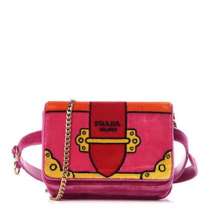 Prada Velluto Ricamo Cahier Belt Bag Fuxia 1 of 14