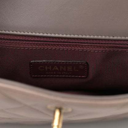 Chanel Glazed Calfskin Quilted Gold Bar Tote Dark Grey 6 of 11