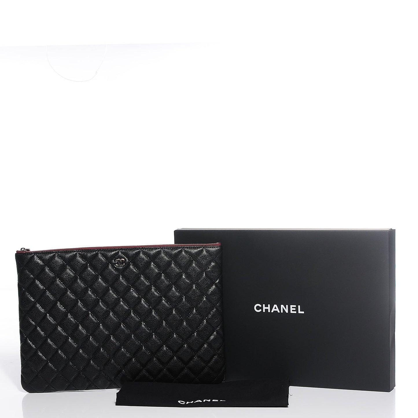 Caviar Quilted Large Cosmetic Case Black